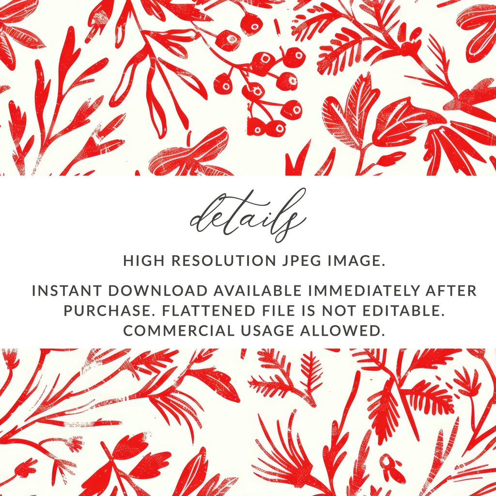 Red Floral Pattern Digital Paper, Seamless Flower Design, Scrapbooking Paper, Christmas Print, Festive Pattern, Digital Download - Moore and Mountain