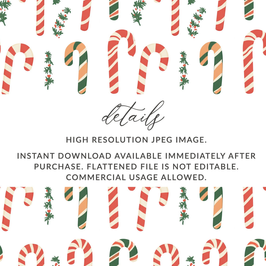 Red Green Candy Cane Digital Paper, Christmas Seamless Pattern, Holiday Scrapbook Paper, Festive Winter Background, Digital Download - Moore and Mountain