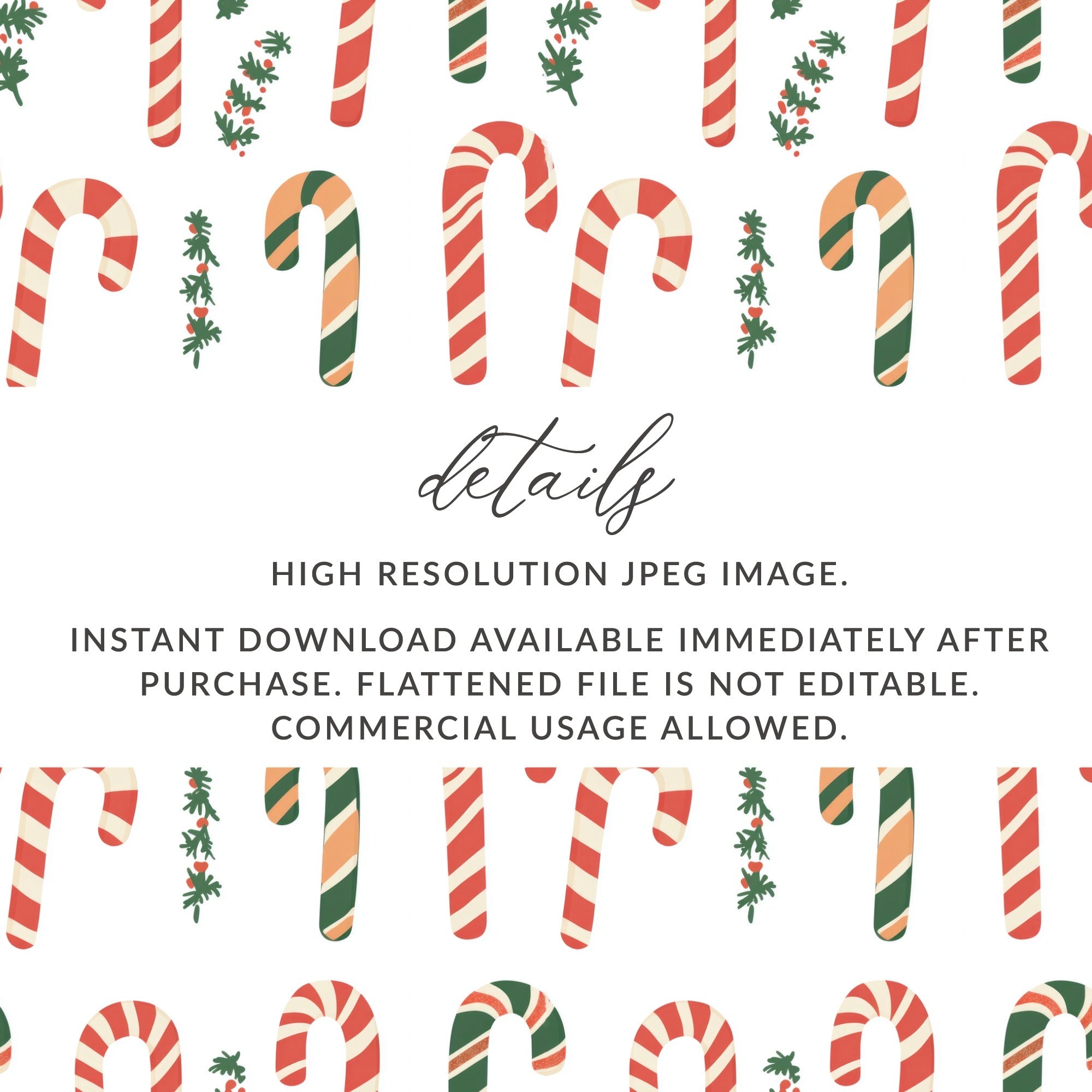 Red Green Candy Cane Digital Paper, Christmas Seamless Pattern, Holiday Scrapbook Paper, Festive Winter Background, Digital Download - Moore and Mountain