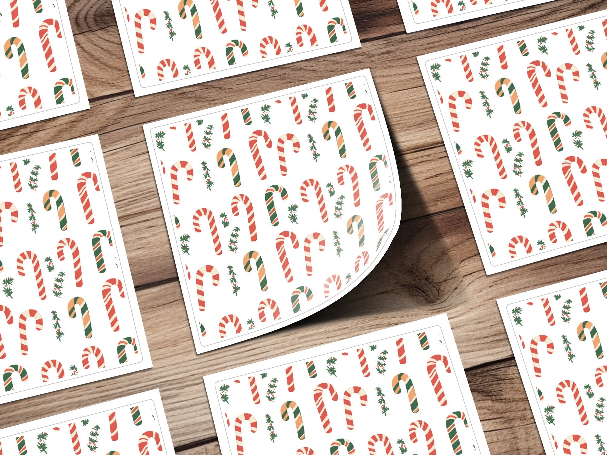 Red Green Candy Cane Digital Paper, Christmas Seamless Pattern, Holiday Scrapbook Paper, Festive Winter Background, Digital Download - Moore and Mountain