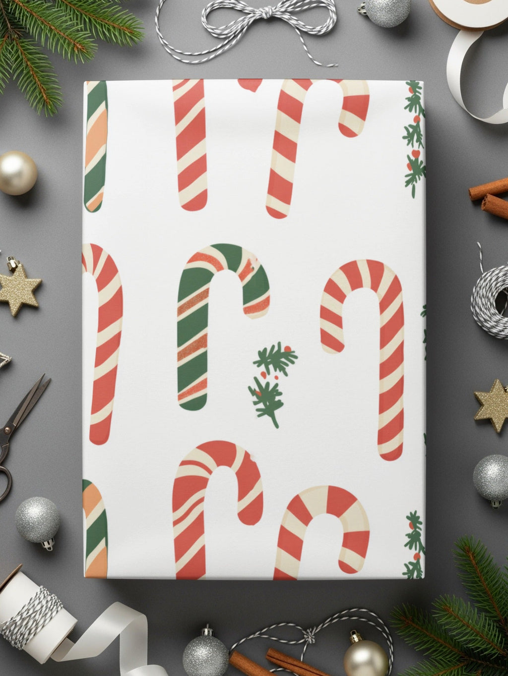 Red Green Candy Cane Digital Paper, Christmas Seamless Pattern, Holiday Scrapbook Paper, Festive Winter Background, Digital Download - Moore and Mountain