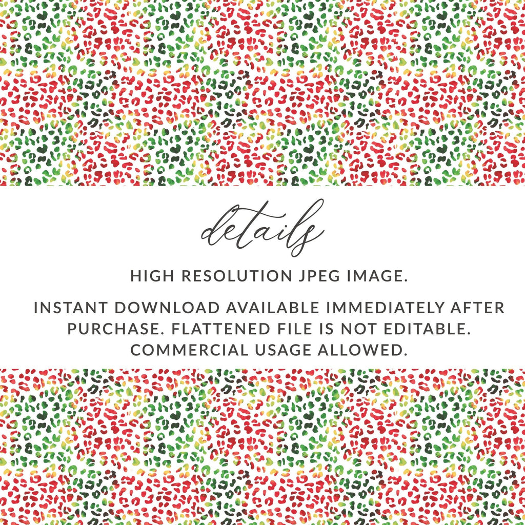 Red Green Leopard Spots Seamless Surface Pattern Design Digital Christmas Animal Print - Moore and Mountain
