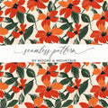 Red Orange Floral Digital Paper, Watercolor Flower Pattern, Seamless Texture, Printable Background, Scrapbook Paper, Fabric Design - Moore and Mountain