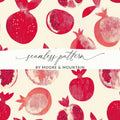 Red Pomegranate Pattern Digital Paper, Seamless Fruit Design, Printable Pomegranate Pattern, Commercial Use, Digital Scrapbook Paper - Moore and Mountain