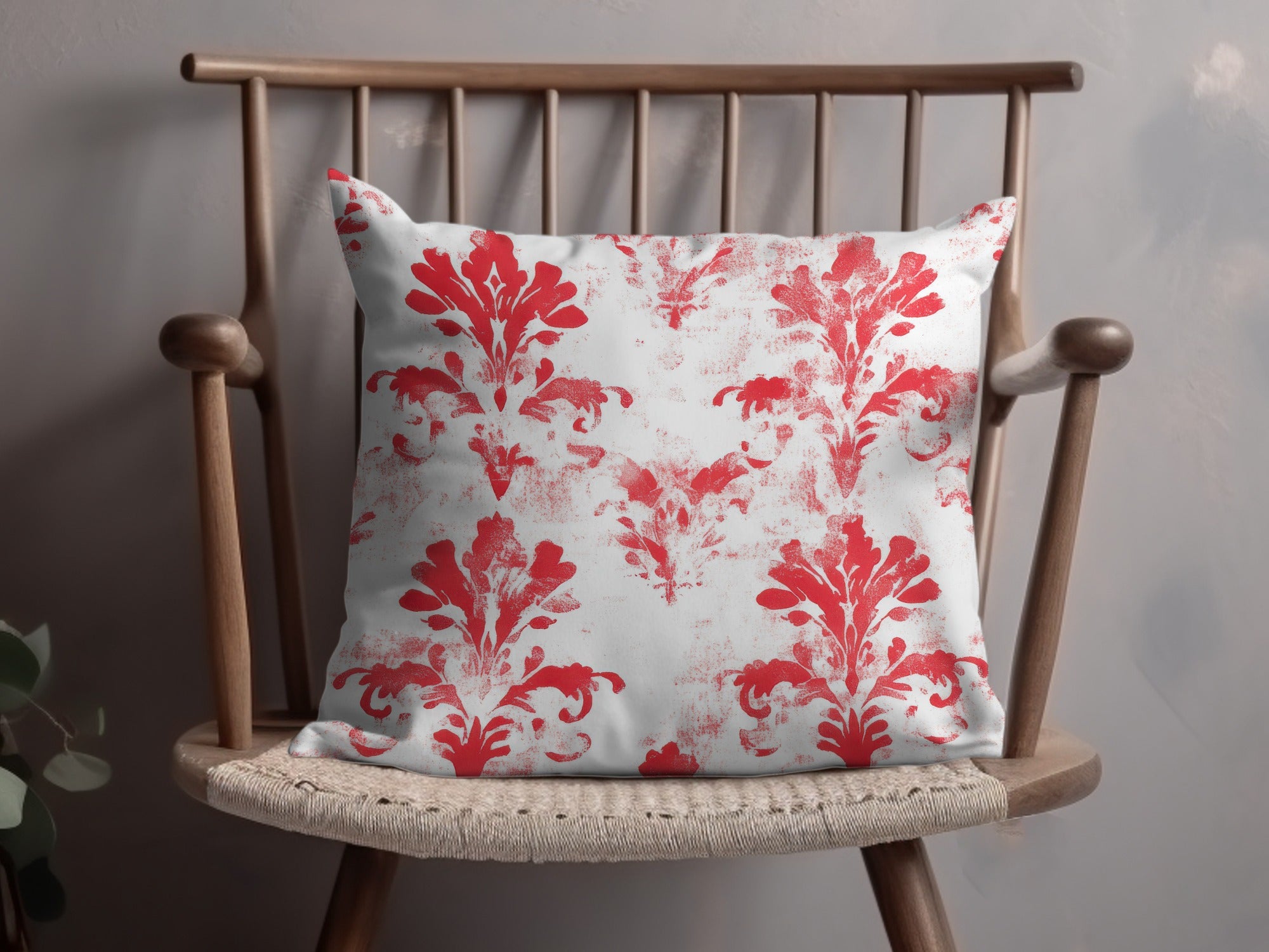 Red Seamless Damask Pattern Christmas Watercolor Digital - Moore and Mountain