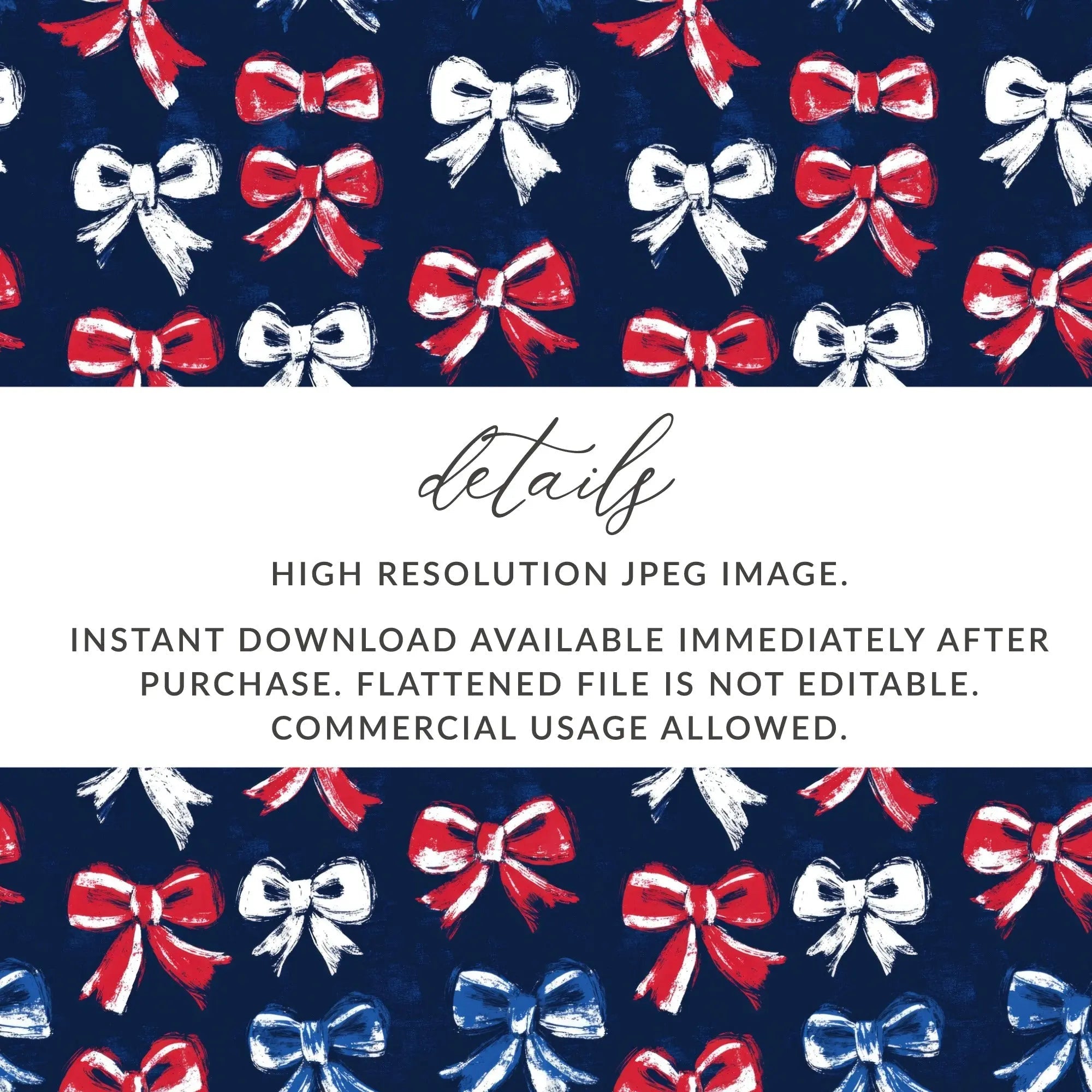 Red White Blue Bows, Seamless Digital Paper, Patriotic Pattern, Brush Stroke, 4th of July Digital, Digital Fabric, Holiday Digital - Moore and Mountain