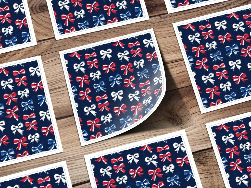 Red White Blue Bows, Seamless Digital Paper, Patriotic Pattern, Brush Stroke, 4th of July Digital, Digital Fabric, Holiday Digital - Moore and Mountain