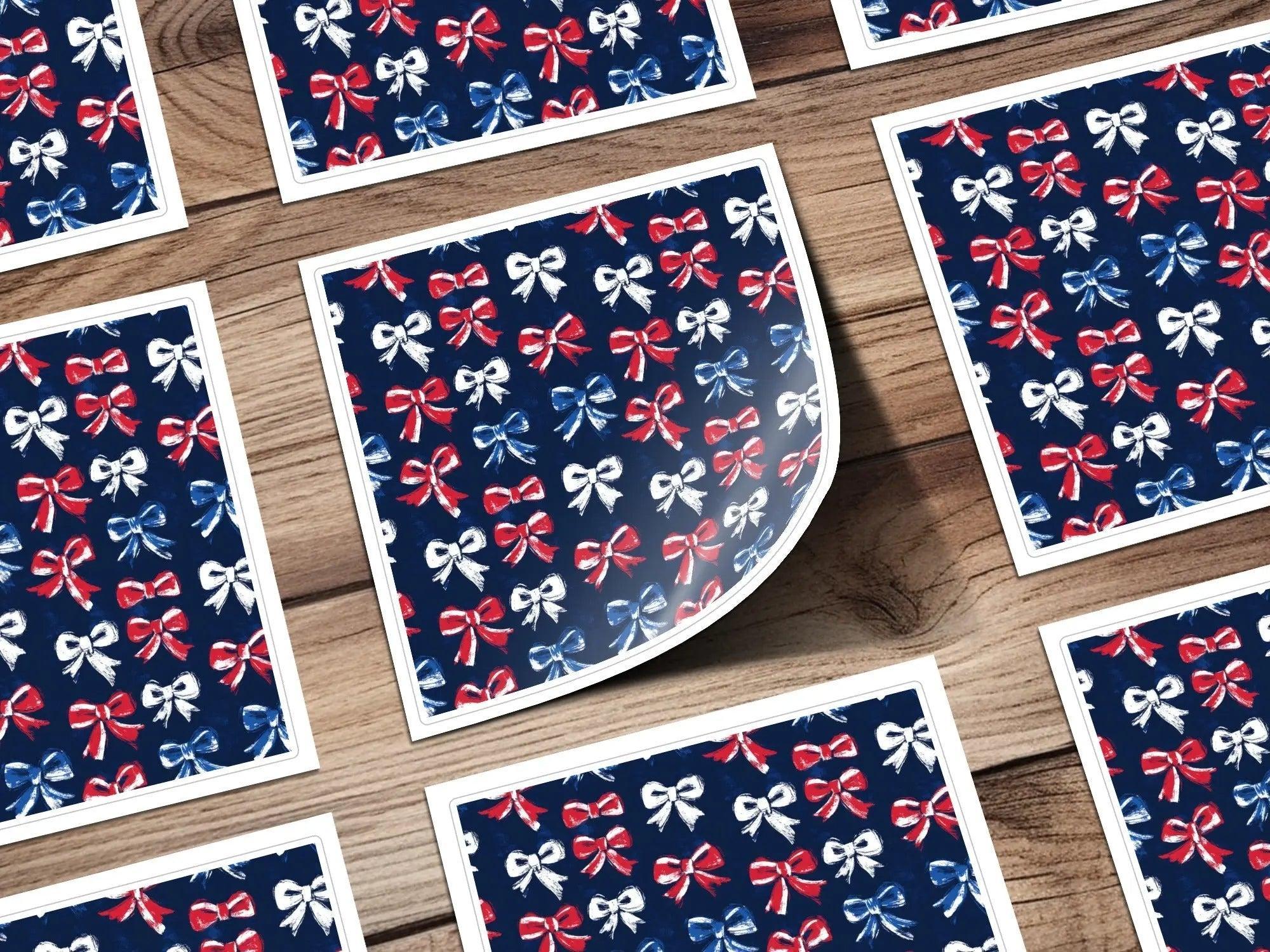 Red White Blue Bows, Seamless Digital Paper, Patriotic Pattern, Brush Stroke, 4th of July Digital, Digital Fabric, Holiday Digital - Moore and Mountain