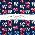Red White Blue Bows, Seamless Digital Paper, Patriotic Pattern, Brush Stroke, 4th of July Digital, Digital Fabric, Holiday Digital - Moore and Mountain