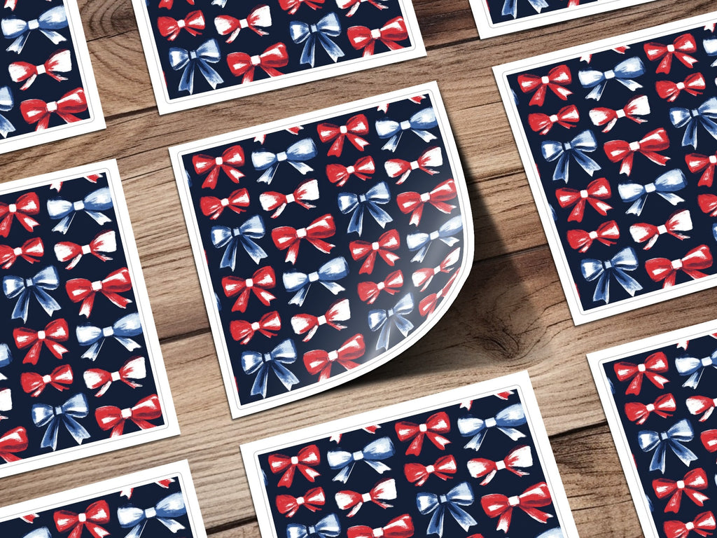 Red White Blue Bows, Seamless Pattern Digital Paper, Patriotic Fabric Design, Fourth of July Background, Scrapbooking, Party Decor - Moore and Mountain
