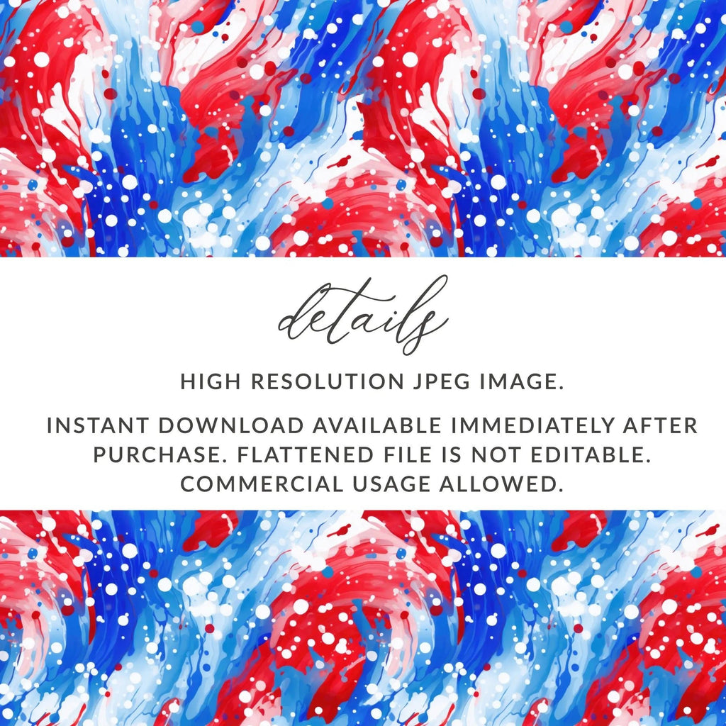 Red White Blue Digital Paper, Patriotic Seamless Pattern, Abstract Art Digital Download, July 4th Background, Scrapbook Paper - Moore and Mountain
