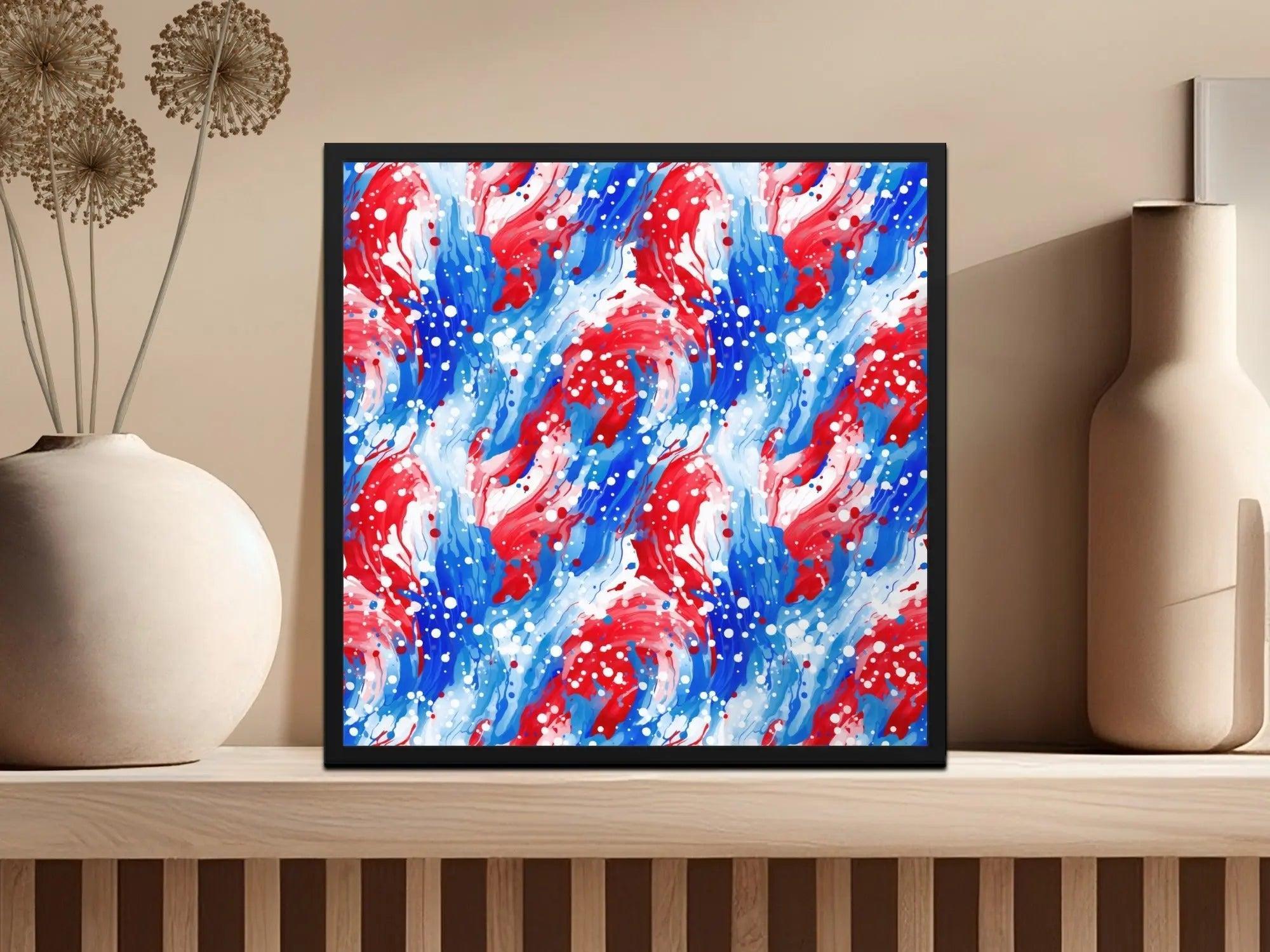 Red White Blue Digital Paper, Patriotic Seamless Pattern, Abstract Art Digital Download, July 4th Background, Scrapbook Paper - Moore and Mountain