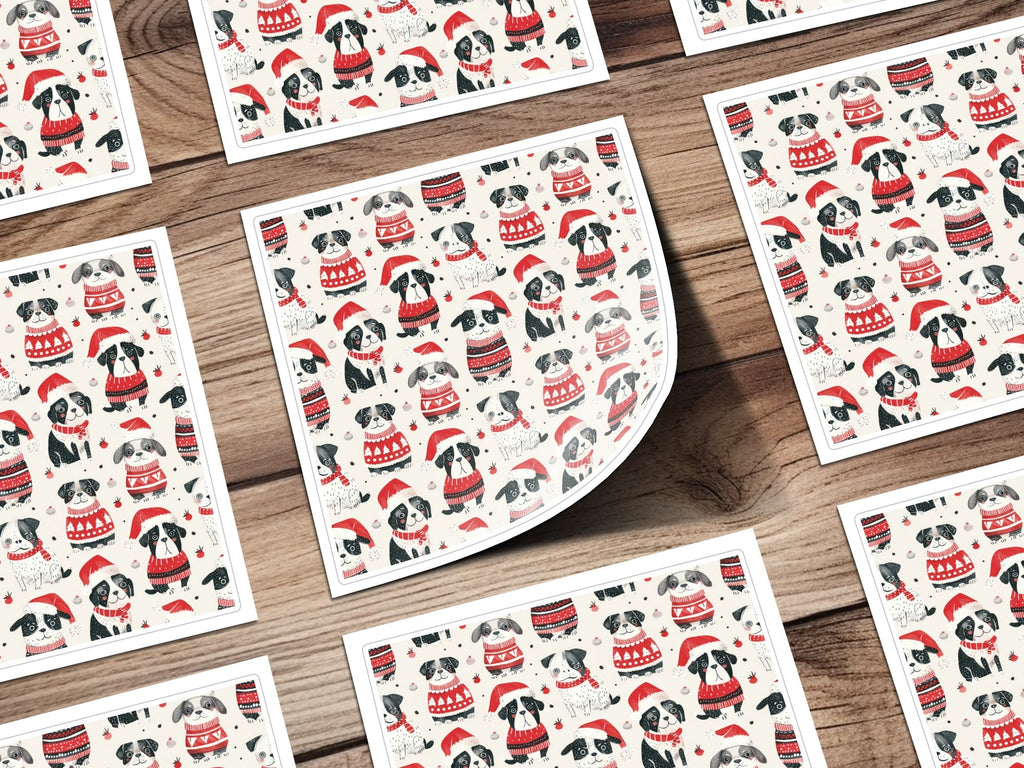 Red Winter Dogs in Santa Hats Pattern Repeat Digital - Moore and Mountain