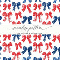 Red and Blue Bows Digital Paper, Patriotic Seamless Pattern, Brush Stroke Bows, Fabric Design, Scrapbooking Digital Download - Moore and Mountain