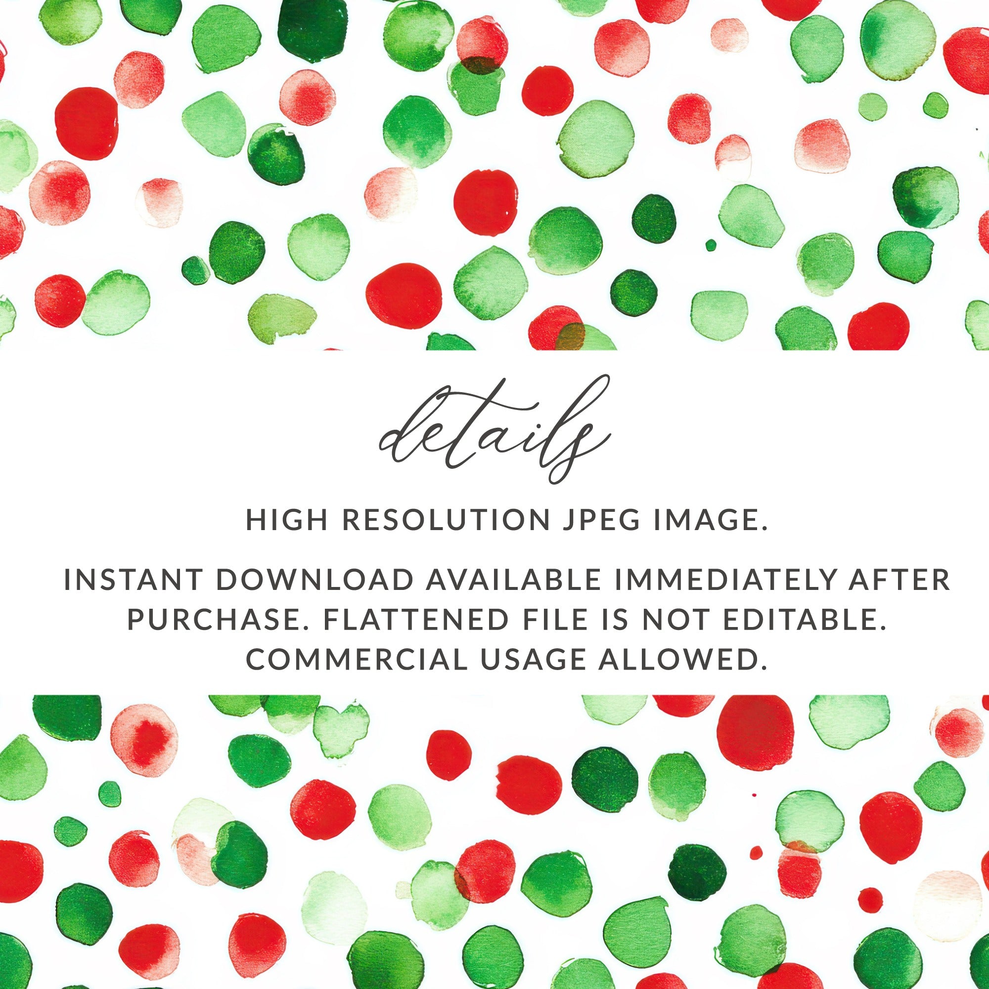 Red and Green Christmas Watercolor Dotted Seamless Pattern Digital - Moore and Mountain
