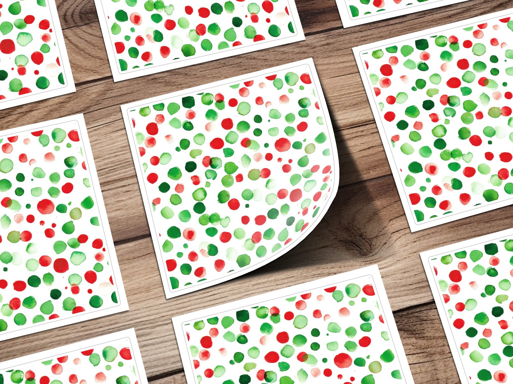 Red and Green Christmas Watercolor Dotted Seamless Pattern Digital - Moore and Mountain