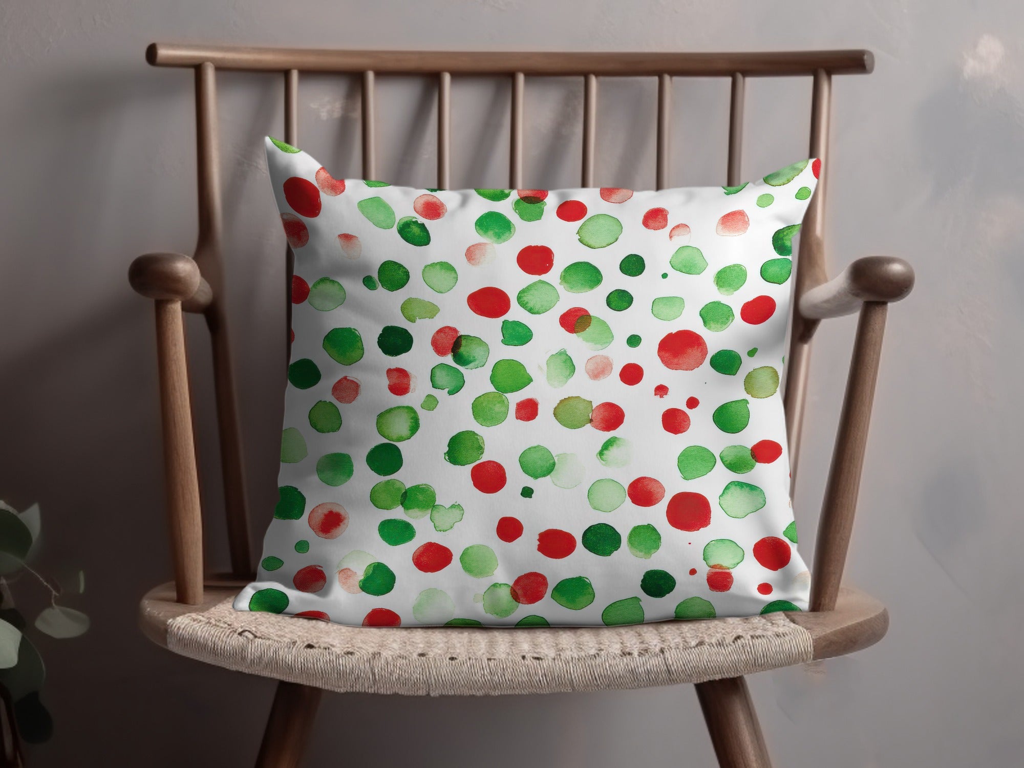 Red and Green Christmas Watercolor Dotted Seamless Pattern Digital - Moore and Mountain