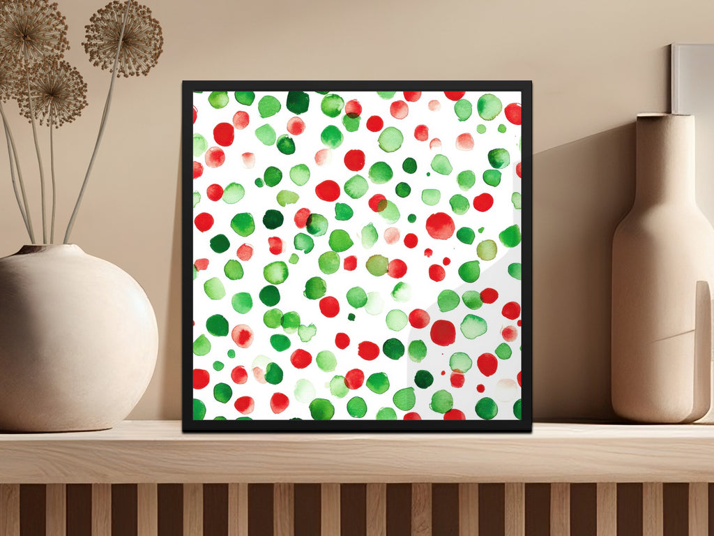 Red and Green Christmas Watercolor Dotted Seamless Pattern Digital - Moore and Mountain