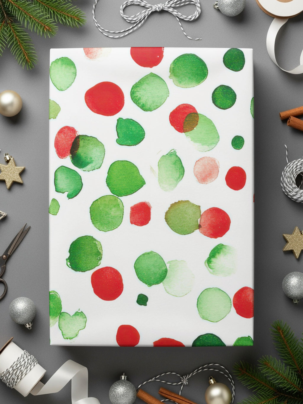 Red and Green Christmas Watercolor Dotted Seamless Pattern Digital - Moore and Mountain