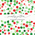 Red and Green Christmas Watercolor Dotted Seamless Pattern Digital - Moore and Mountain