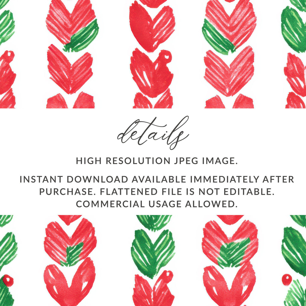 Red and Green Christmas Watercolor Seamless Pattern Digital - Moore and Mountain