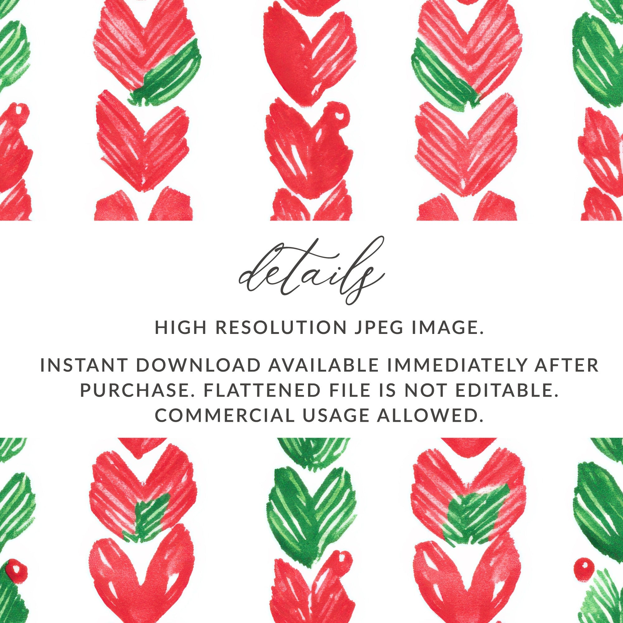 Red and Green Christmas Watercolor Seamless Pattern Digital - Moore and Mountain