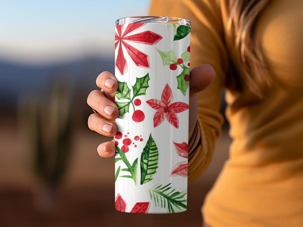 Red and Green Christmas Watercolor Seamless Pattern Digital - Moore and Mountain