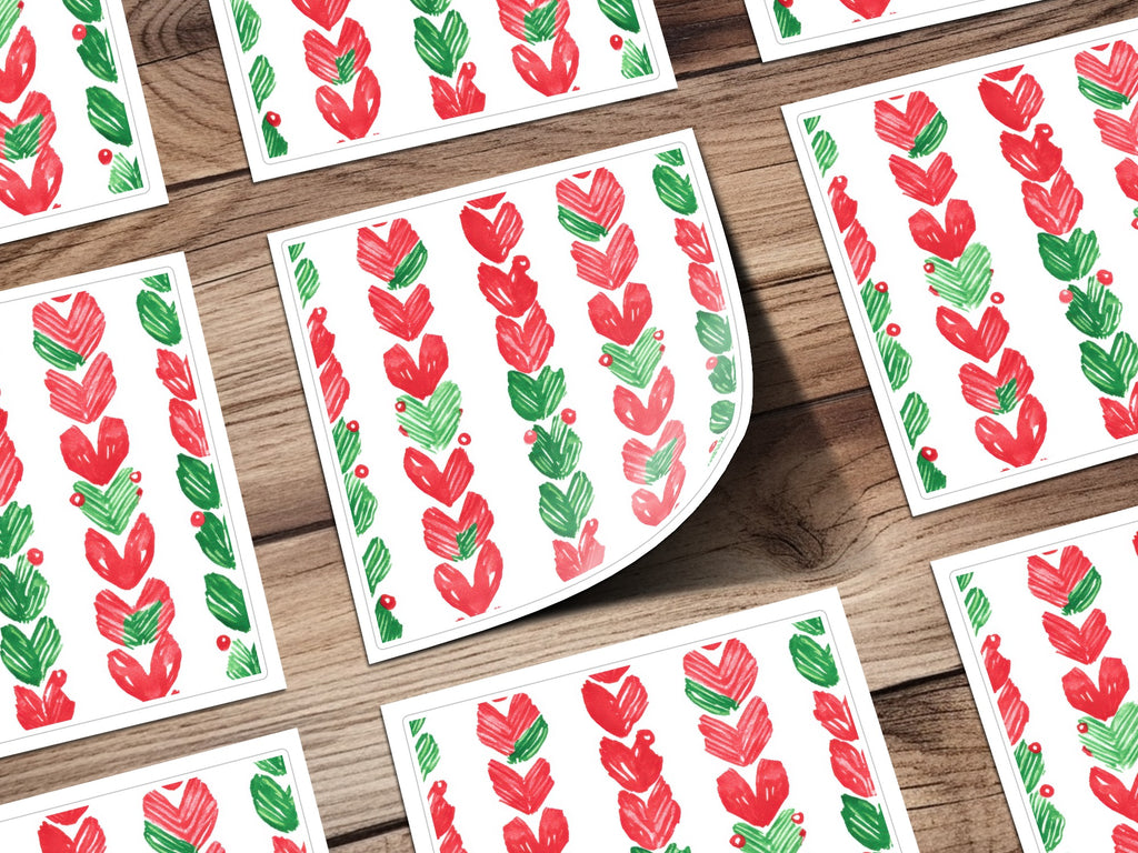 Red and Green Christmas Watercolor Seamless Pattern Digital - Moore and Mountain
