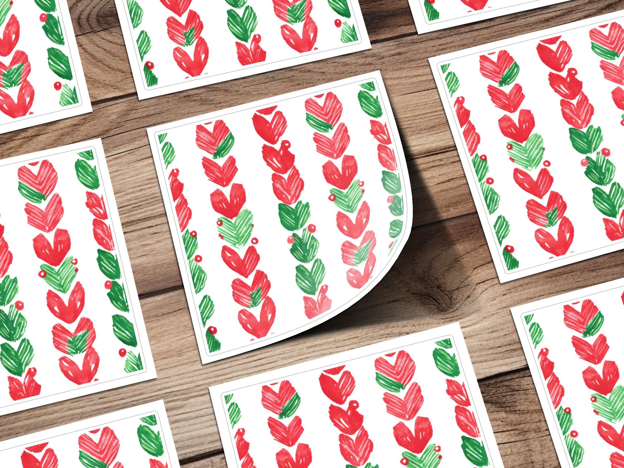 Red and Green Christmas Watercolor Seamless Pattern Digital - Moore and Mountain