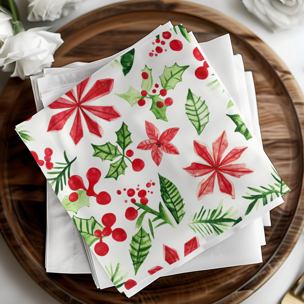 Red and Green Christmas Watercolor Seamless Pattern Digital - Moore and Mountain
