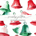 Red and Green Christmas Watercolor Seamless Pattern Print - Moore and Mountain