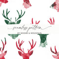 Red and Green Deer Heads Seamless Pattern Christmas Watercolor - Moore and Mountain