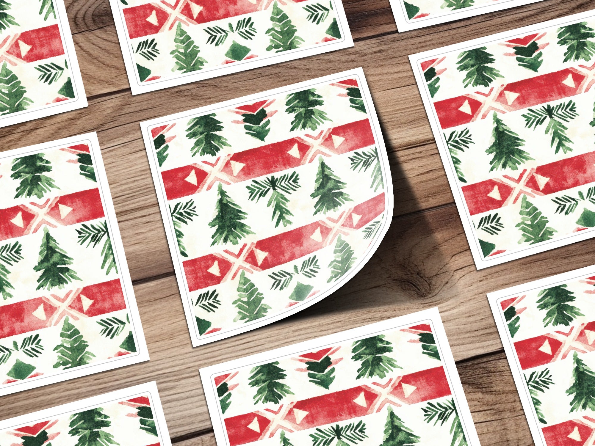 Red and Green Nordic Seamless Background - Moore and Mountain