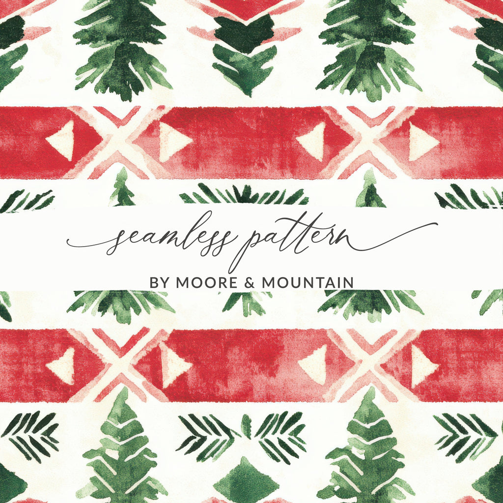 Red and Green Nordic Seamless Background - Moore and Mountain