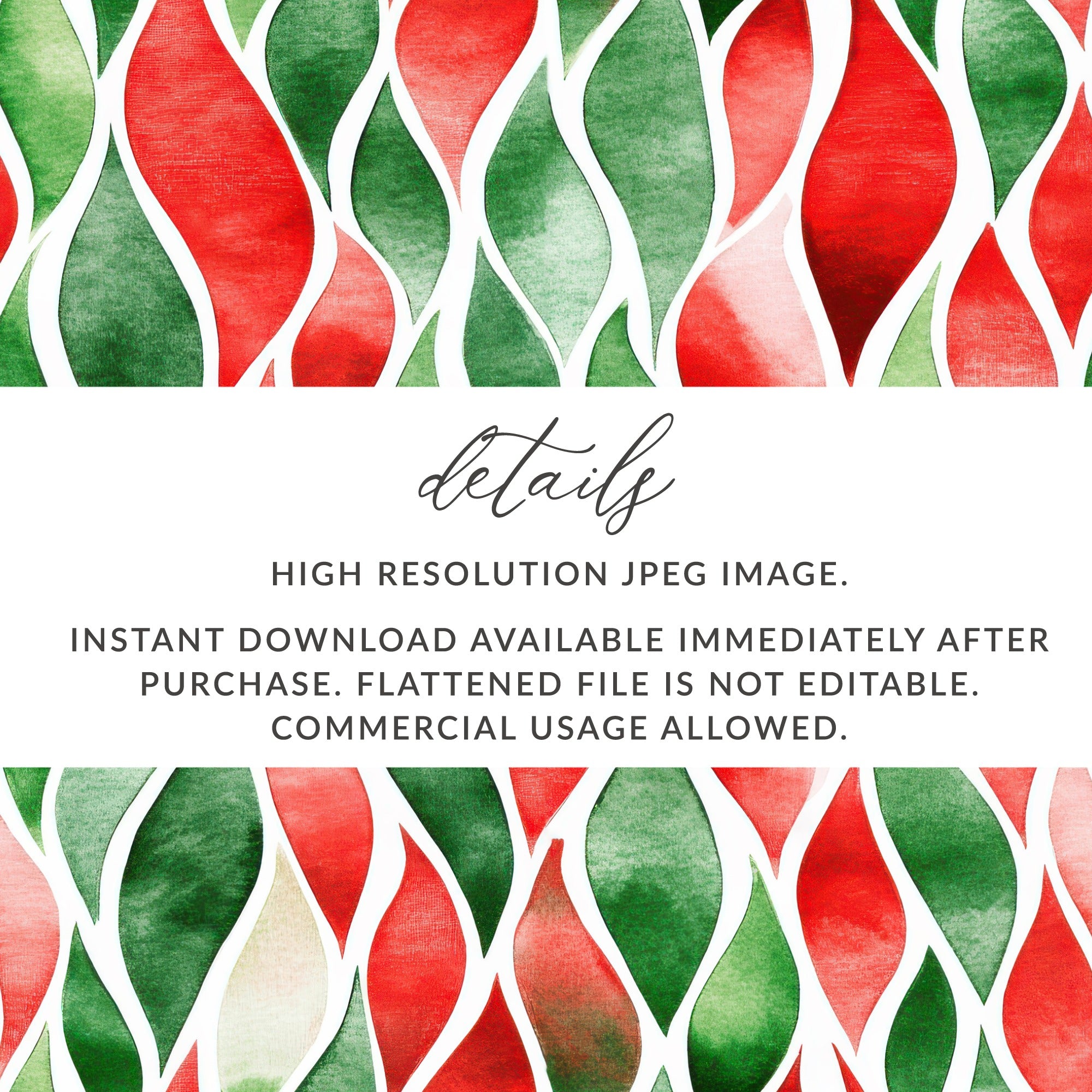 Red and Green Seamless Abstract Pattern Christmas Watercolor Digital - Moore and Mountain