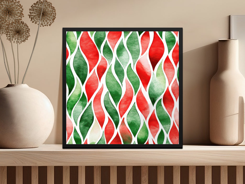 Red and Green Seamless Abstract Pattern Christmas Watercolor Digital - Moore and Mountain