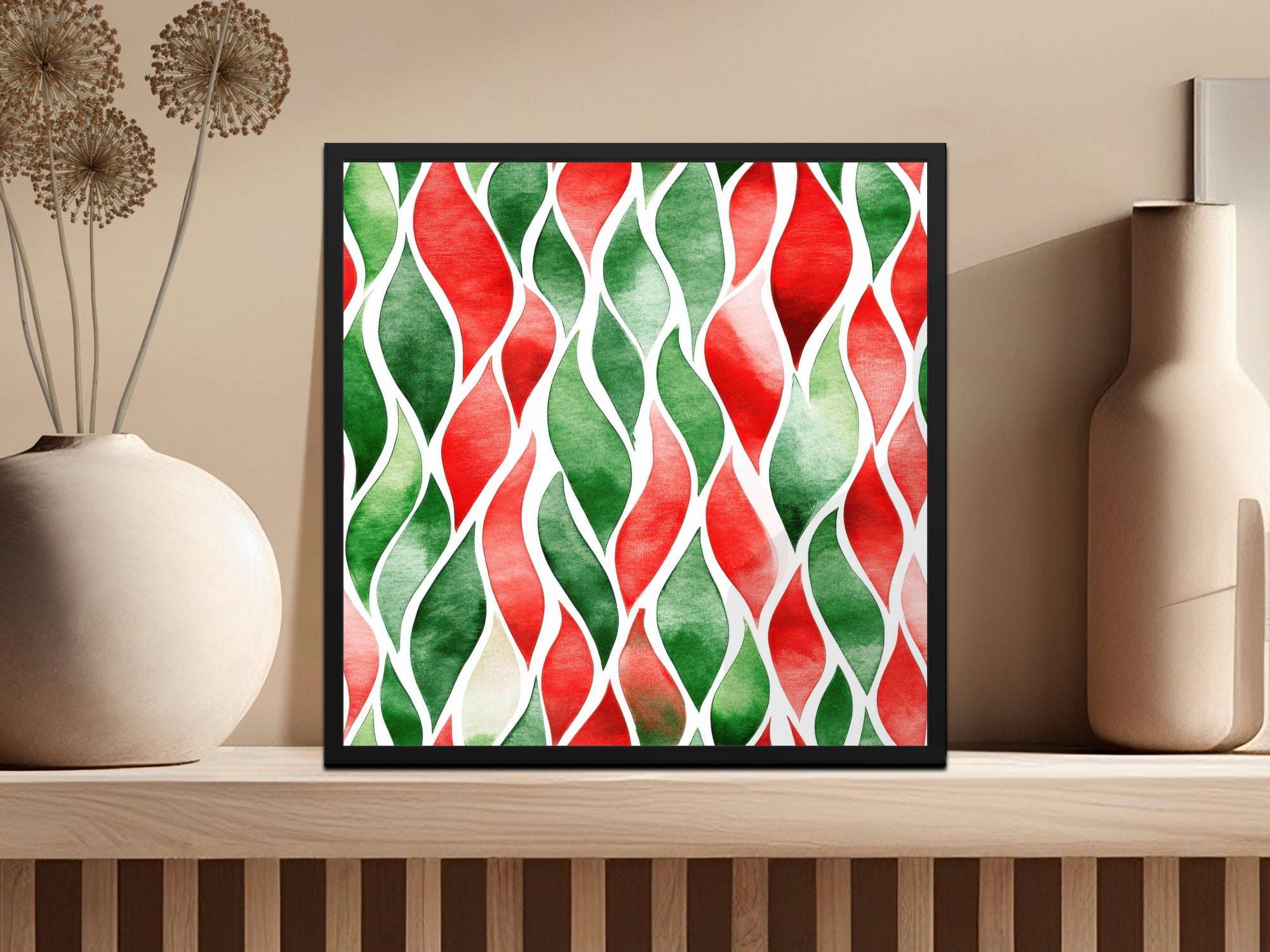 Red and Green Seamless Abstract Pattern Christmas Watercolor Digital - Moore and Mountain