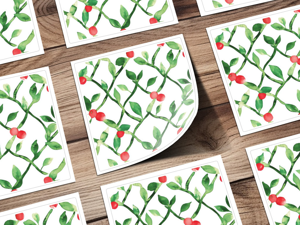 Red and Green Seamless Pattern Christmas Watercolor Art - Moore and Mountain