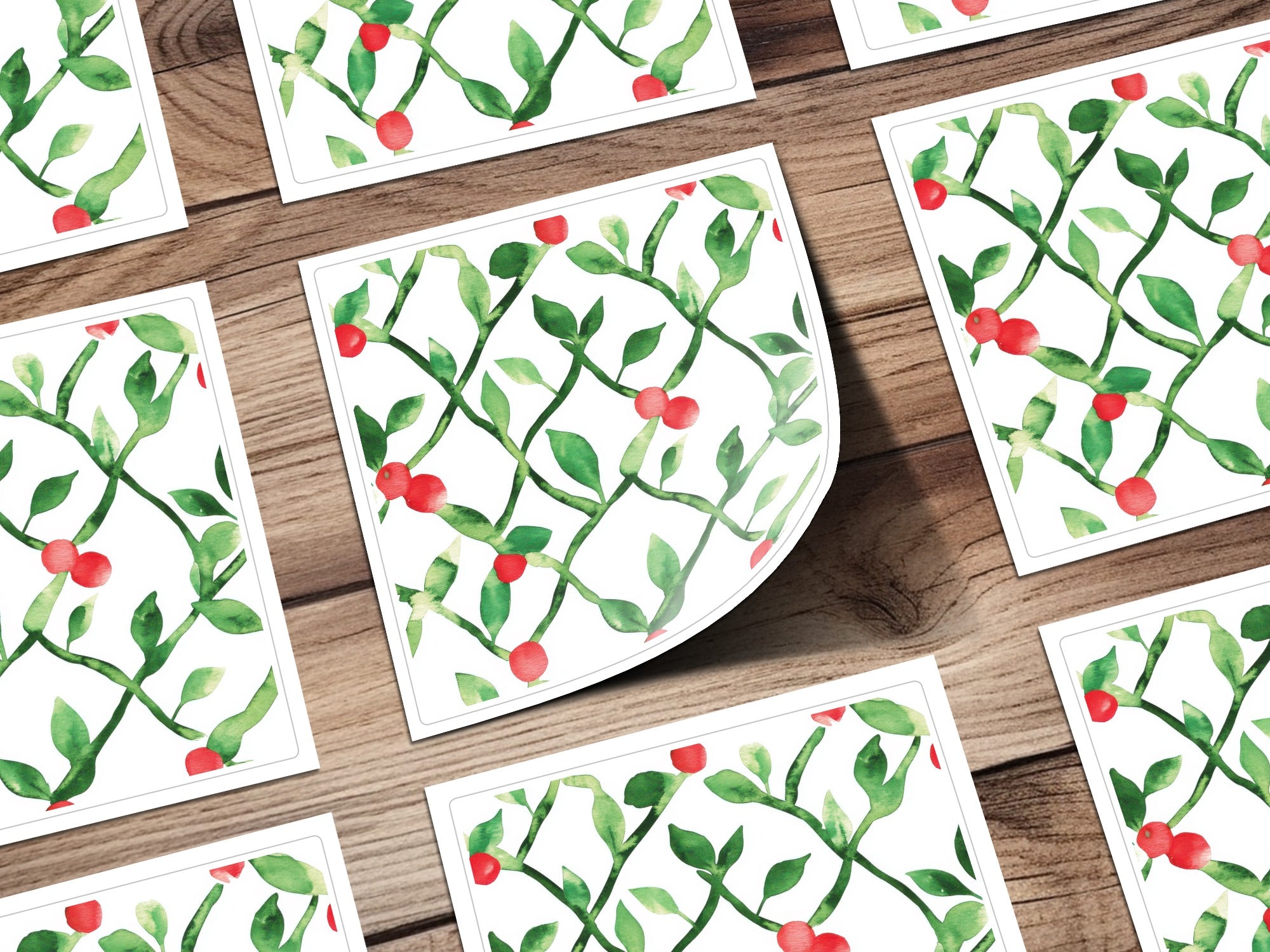 Red and Green Seamless Pattern Christmas Watercolor Art - Moore and Mountain