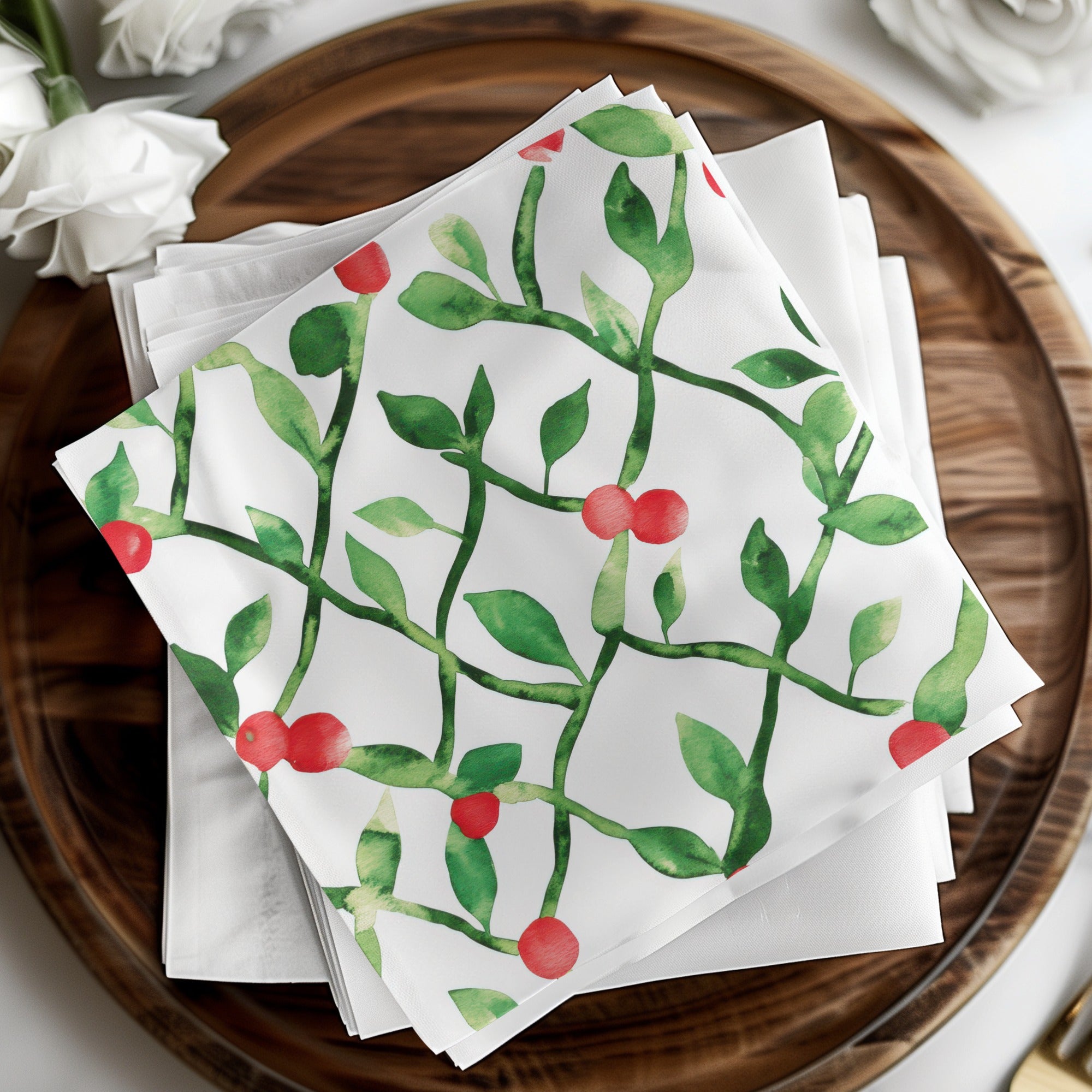 Red and Green Seamless Pattern Christmas Watercolor Art - Moore and Mountain