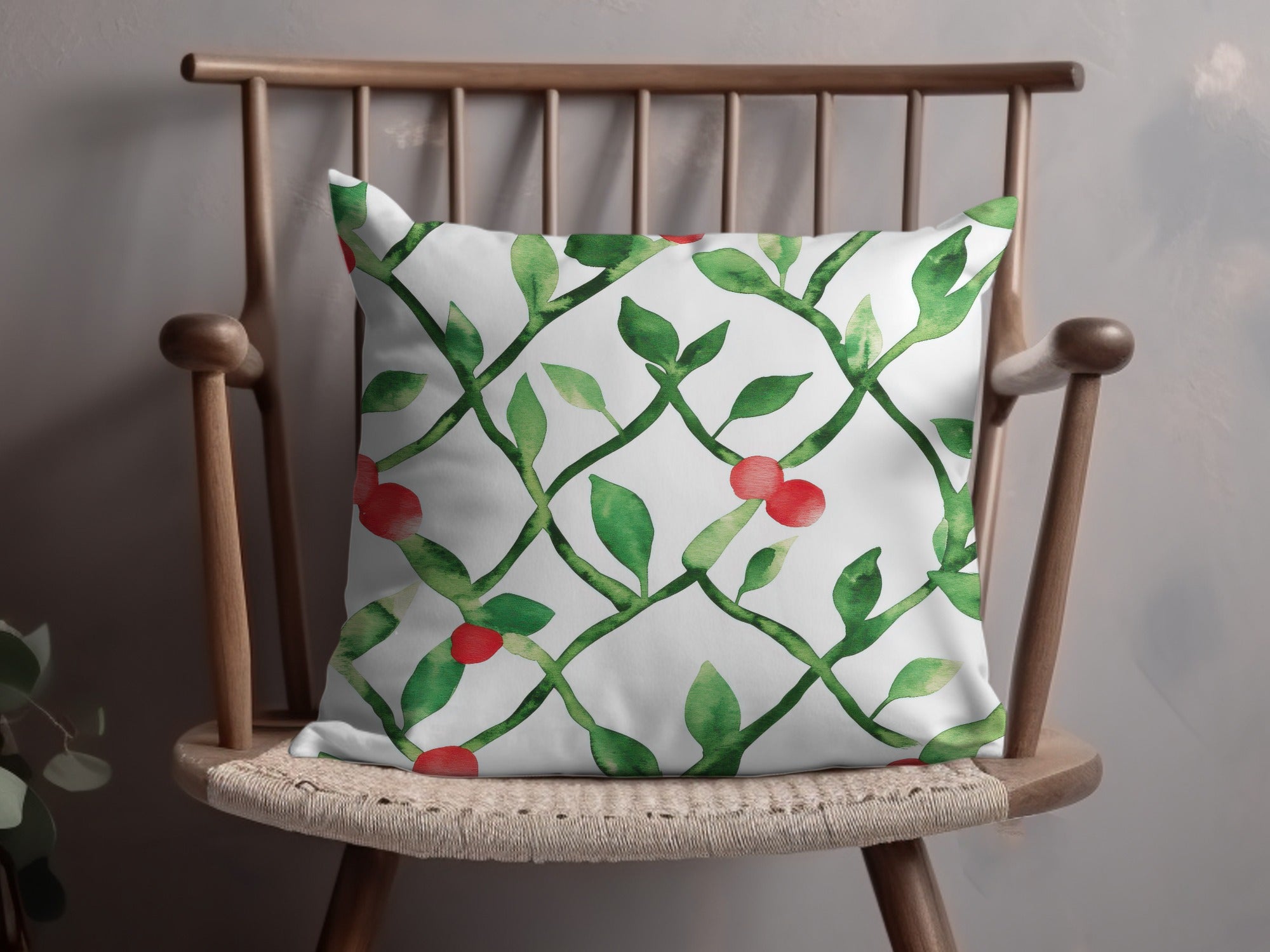 Red and Green Seamless Pattern Christmas Watercolor Art - Moore and Mountain