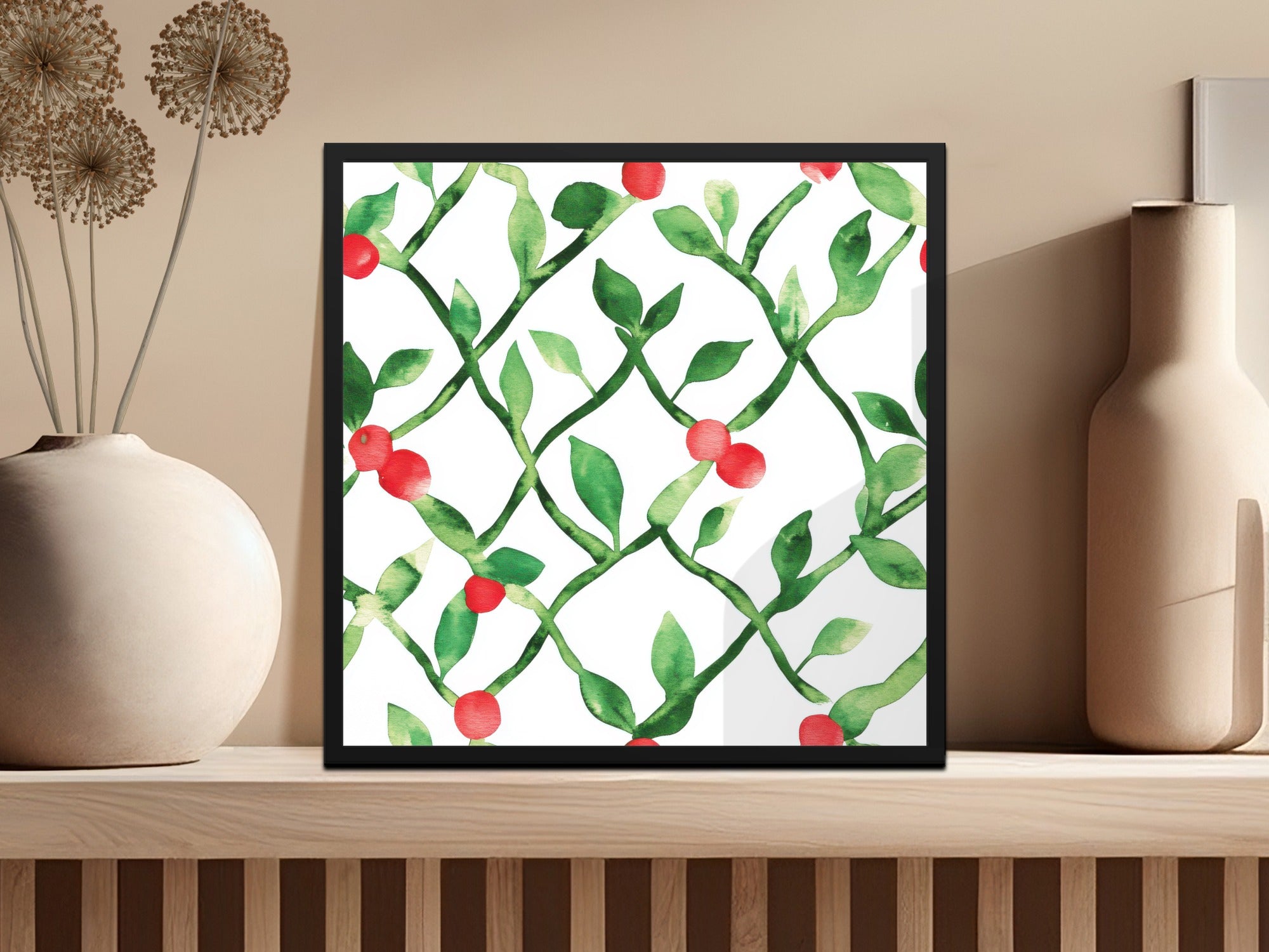 Red and Green Seamless Pattern Christmas Watercolor Art - Moore and Mountain