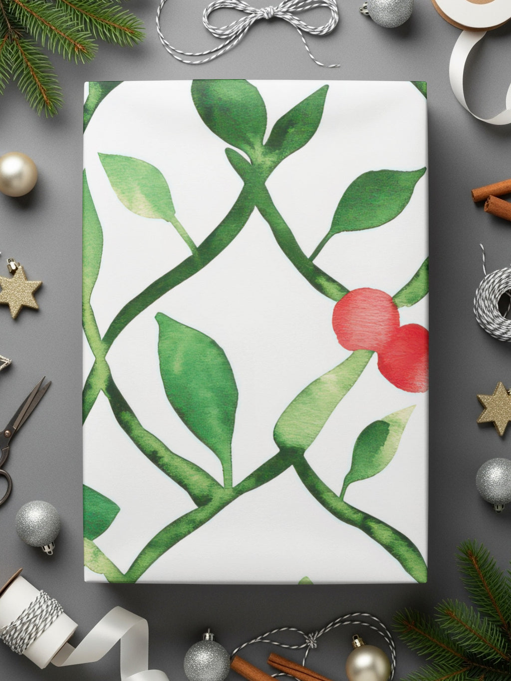 Red and Green Seamless Pattern Christmas Watercolor Art - Moore and Mountain
