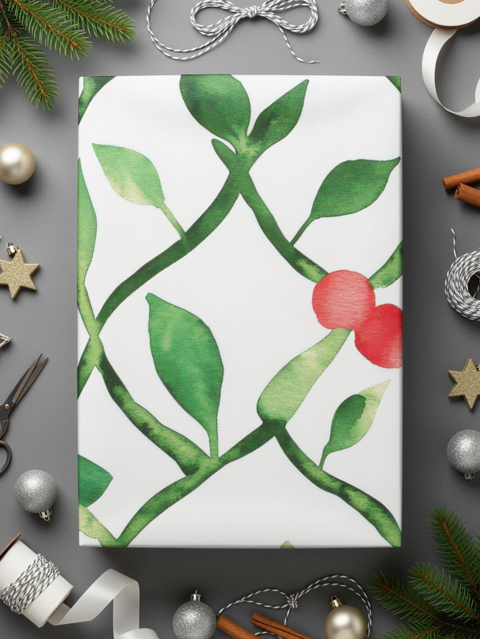 Red and Green Seamless Pattern Christmas Watercolor Art - Moore and Mountain