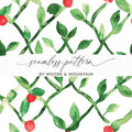 Red and Green Seamless Pattern Christmas Watercolor Art - Moore and Mountain