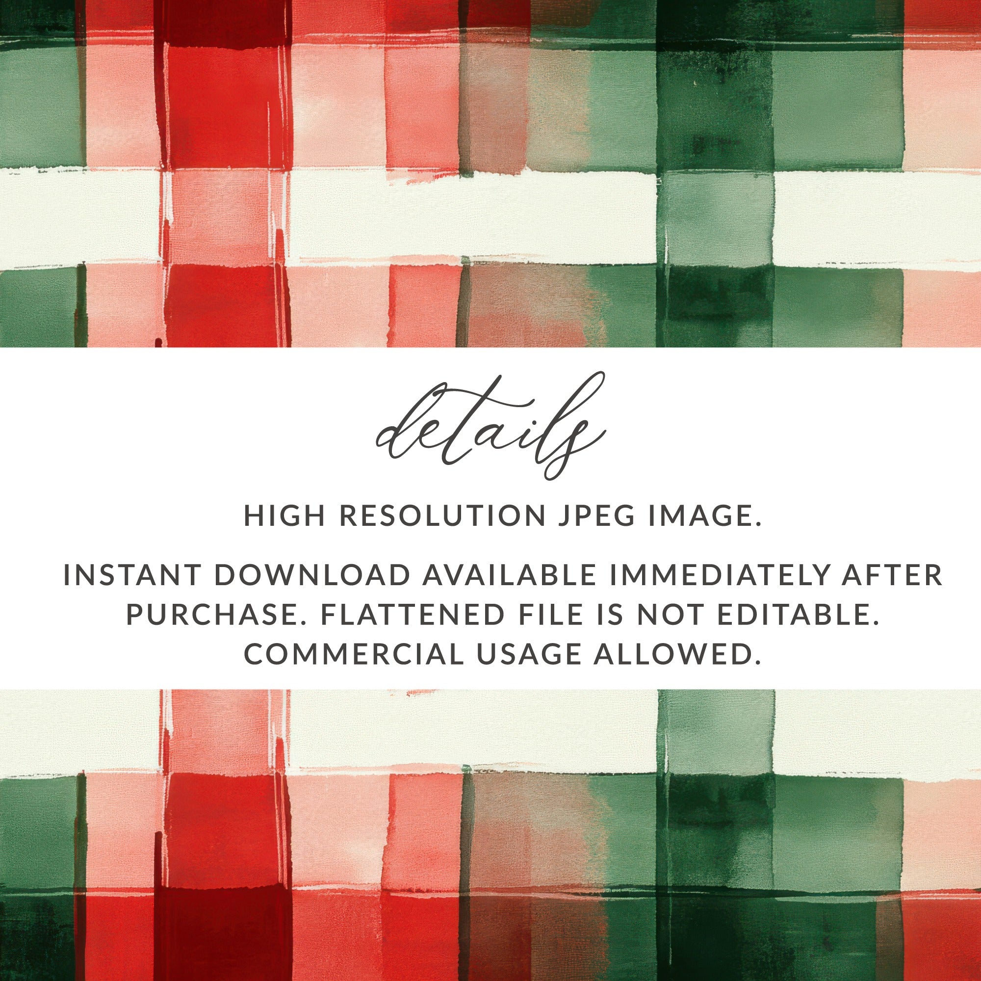 Red and Green Seamless Pattern Christmas Watercolor Digital - Moore and Mountain