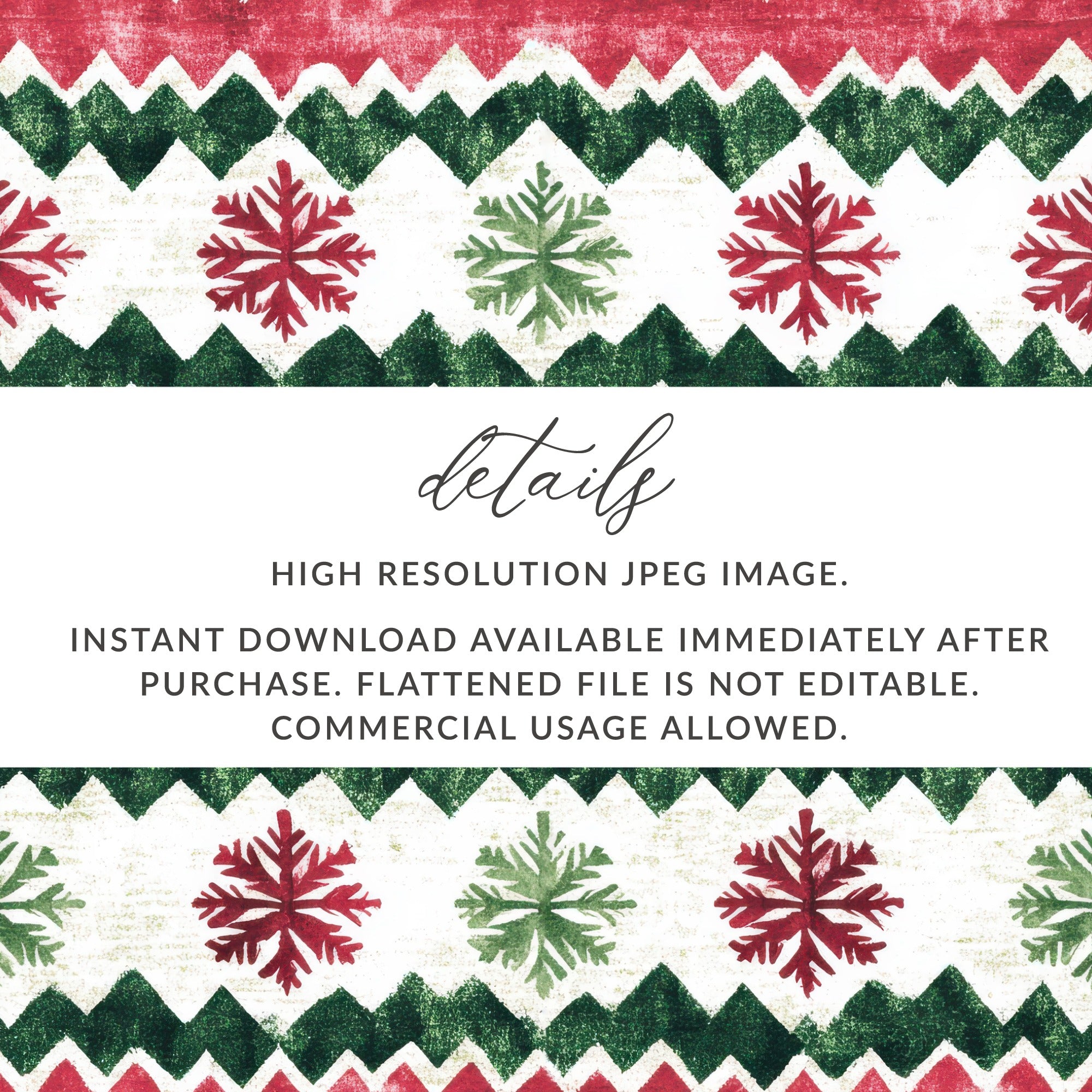 Red and Green Seamless Pattern Christmas Watercolor Digital - Moore and Mountain