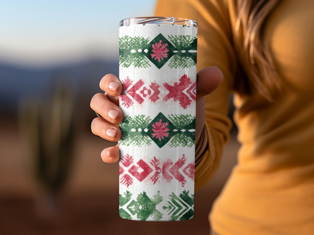 Red and Green Seamless Pattern Christmas Watercolor Digital - Moore and Mountain