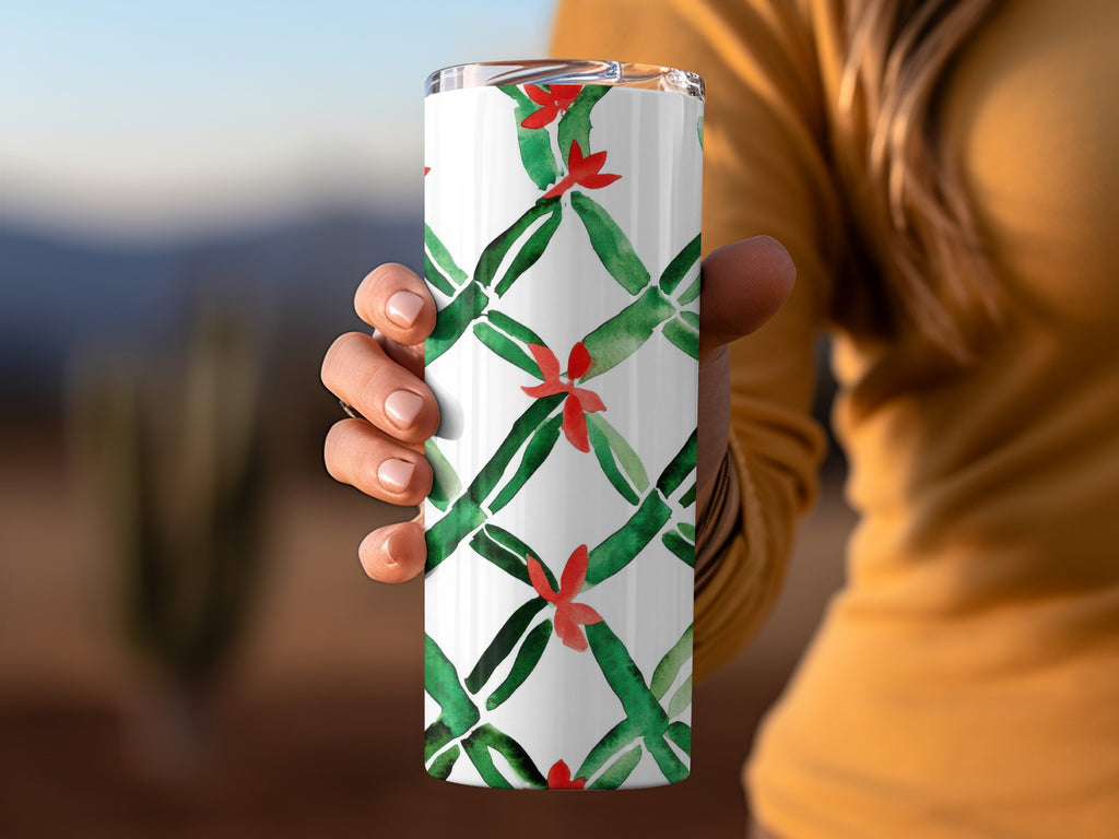 Red and Green Seamless Pattern Christmas Watercolor Digital - Moore and Mountain