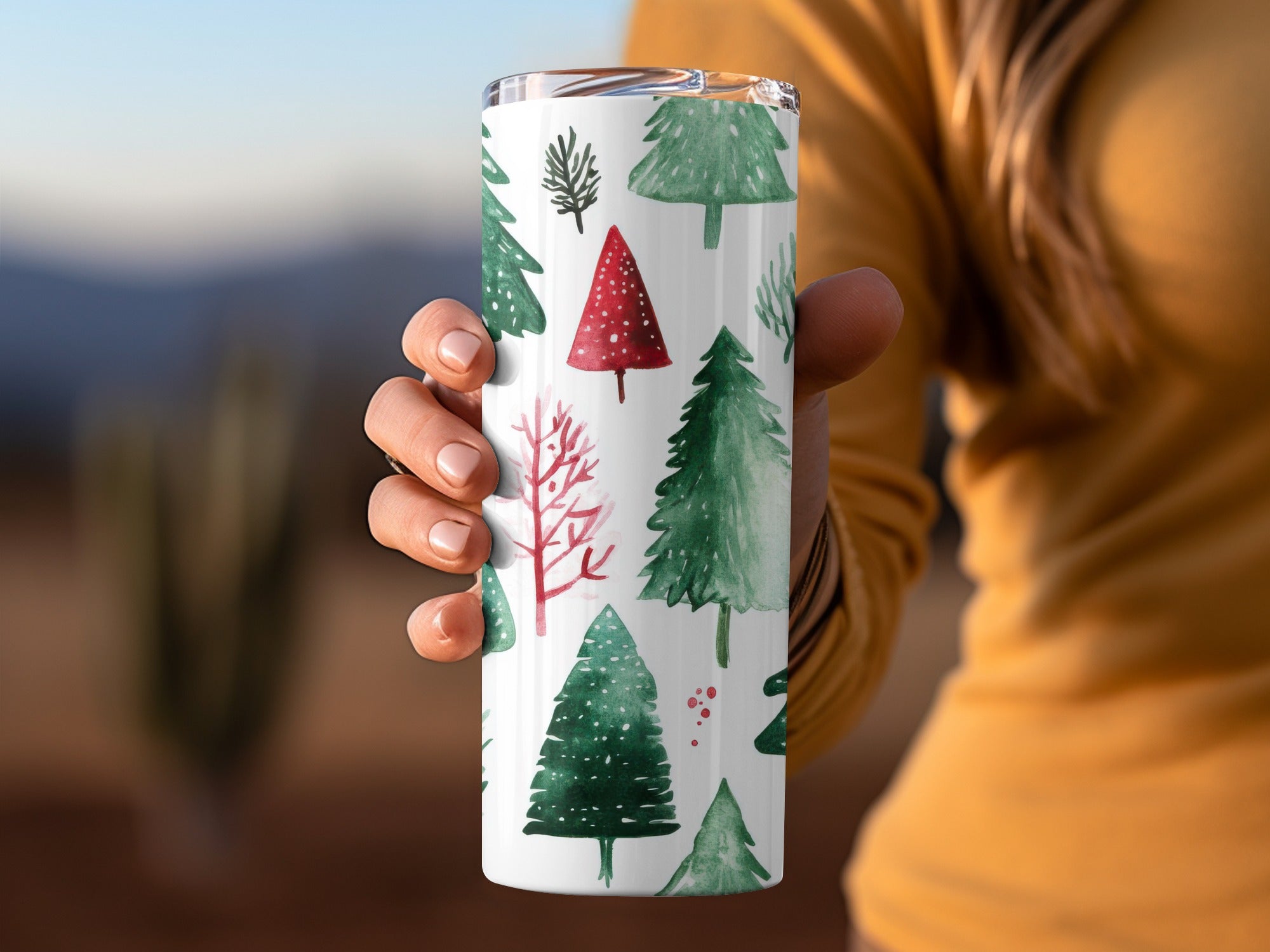 Red and Green Seamless Pattern Christmas Watercolor Digital - Moore and Mountain